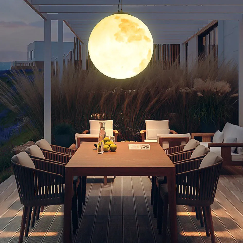 GL Series Moon Light Fixture 12V Low Voltage Outdoor IP65 Waterproof Hanging or Ground Lighting Nordic Globe Resin Lampshade Modern for Porch Garden Patio