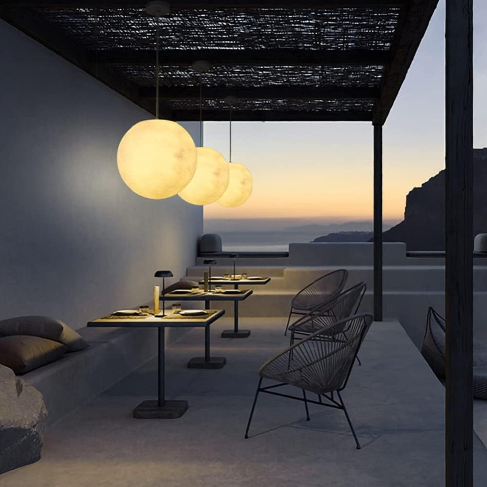 GL Series Moon Light Fixture 12V Low Voltage Outdoor IP65 Waterproof Hanging or Ground Lighting Nordic Globe Resin Lampshade Modern for Porch Garden Patio