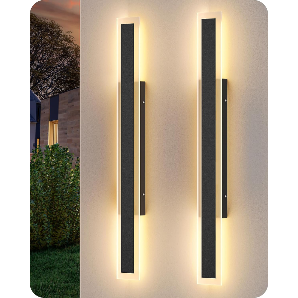 SCH03 2-Pack LED Rectangular Modern Outdoor Wall Sconce Light 1600LM D, image size:1000x1000