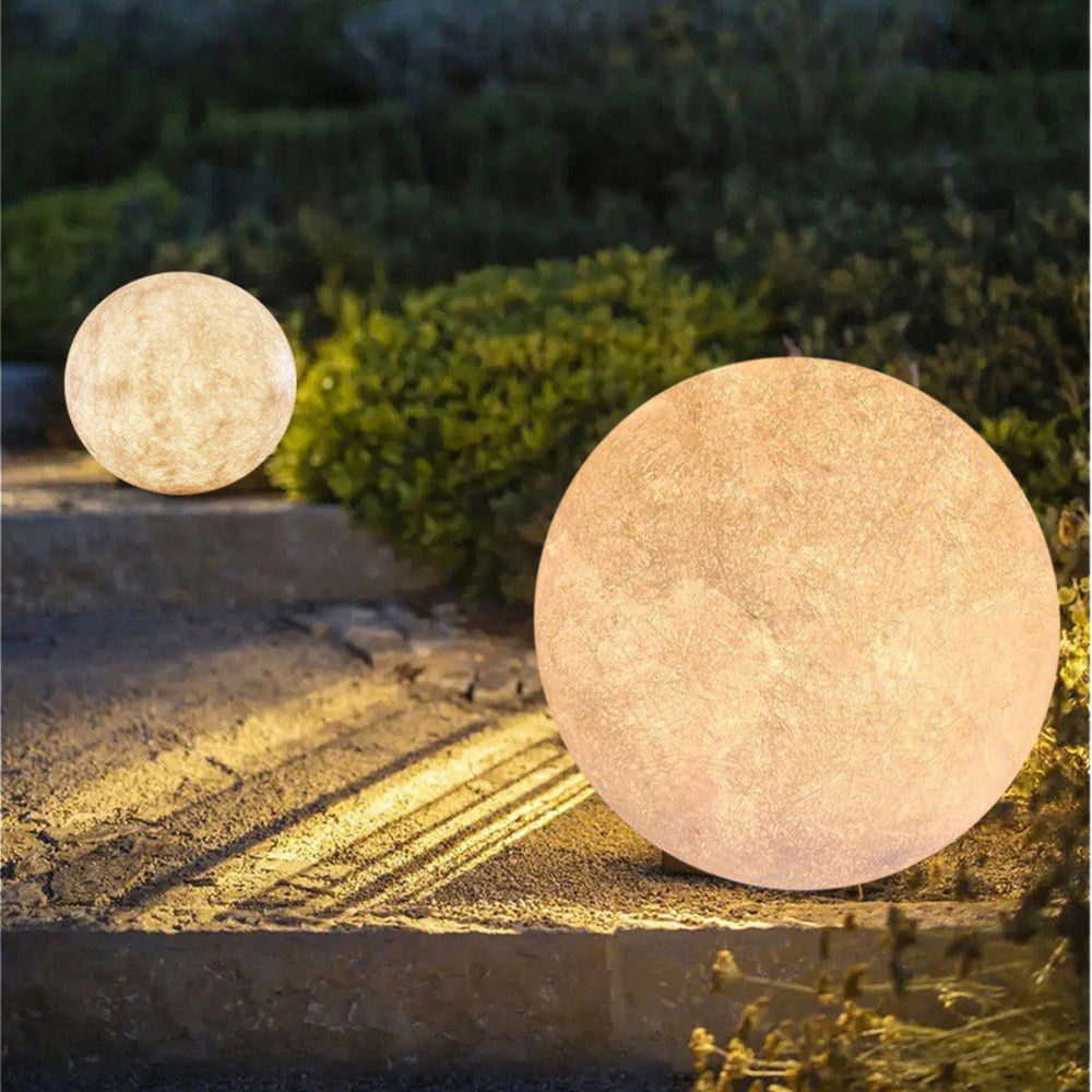 GL Series Moon Light Fixture 12V Low Voltage Outdoor IP65 Waterproof Hanging or Ground Lighting Nordic Globe Resin Lampshade Modern for Porch Garden Patio
