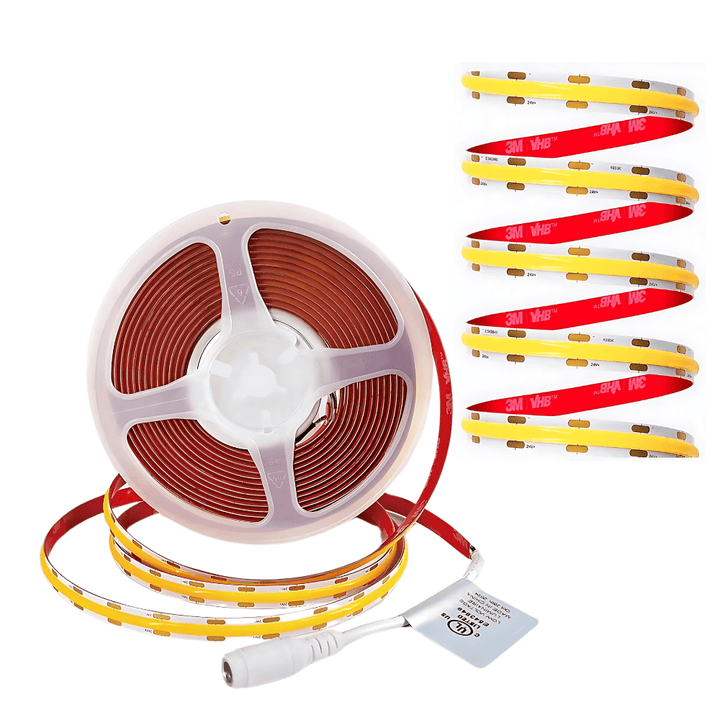 SLD24 Dotless Linear LED Dimmable, 5W/ft 16.4ft COB Strip Lights IP20 Low Voltage 10mm DC24V with Strong 3M VHB Adhesive Tape