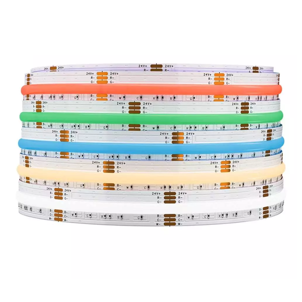 SLD19 Dotless Linear LED RGB+CCT 3000K-6000K COB 3.35W/ft Strip Lights IP30/IP66 Low Voltage 12mm DC12V/DC24V Tape Light with Power Adapter Kit Available