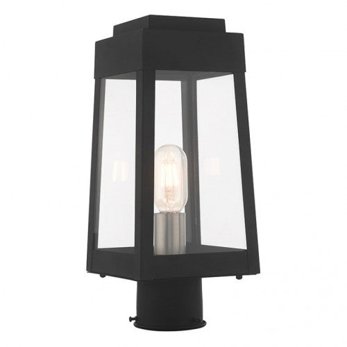 Oslo Medium Base Light Bulb Socket Small Outdoor Post Top Lantern 6.25" x 6.25" x 15.25" Solid Brass and Clear Glass 120V for Garden, Exterior Post - 20853-04