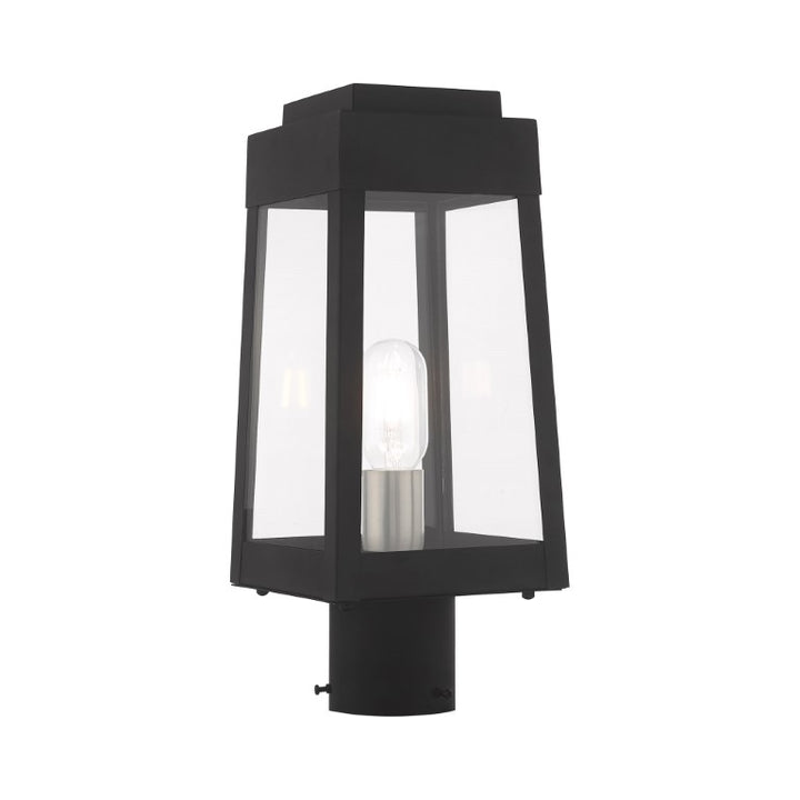Oslo Medium Base Light Bulb Socket Small Outdoor Post Top Lantern 6.25" x 6.25" x 15.25" Solid Brass and Clear Glass 120V for Garden, Exterior Post - 20853-04