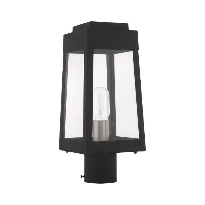 Oslo Medium Base Light Bulb Socket Small Outdoor Post Top Lantern 6.25" x 6.25" x 15.25" Solid Brass and Clear Glass 120V for Garden, Exterior Post - 20853-04