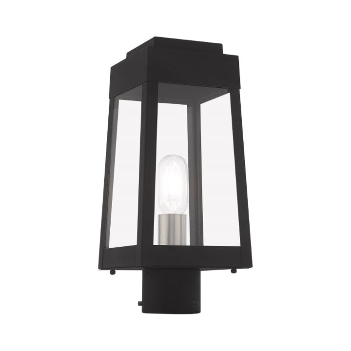 Oslo Medium Base Light Bulb Socket Small Outdoor Post Top Lantern 6.25" x 6.25" x 15.25" Solid Brass and Clear Glass 120V for Garden, Exterior Post - 20853-04