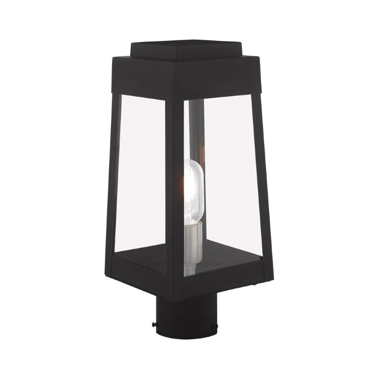 Oslo Medium Base Light Bulb Socket Small Outdoor Post Top Lantern 6.25" x 6.25" x 15.25" Solid Brass and Clear Glass 120V for Garden, Exterior Post - 20853-04