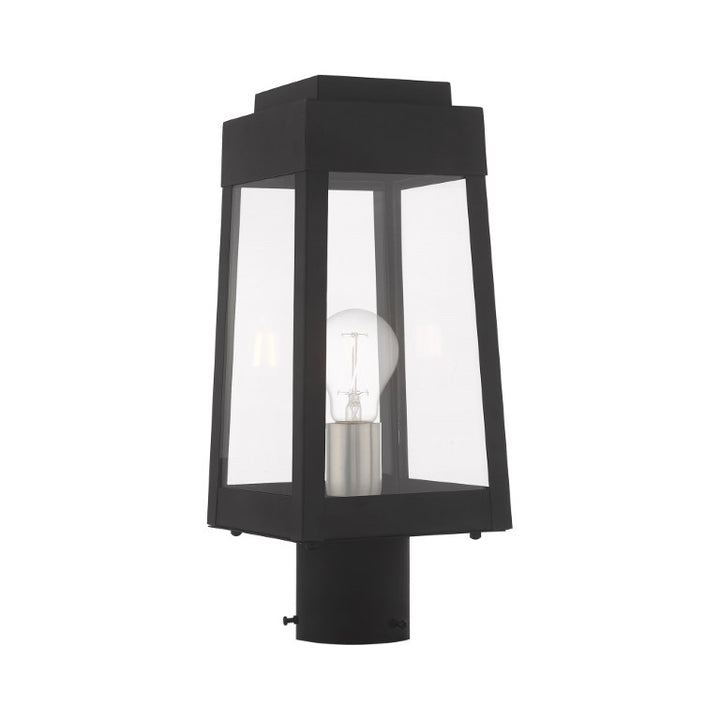 Oslo Medium Base Light Bulb Socket Small Outdoor Post Top Lantern 6.25" x 6.25" x 15.25" Solid Brass and Clear Glass 120V for Garden, Exterior Post - 20853-04