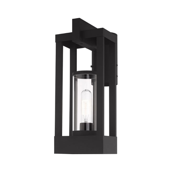 Delancey Medium Base Light Bulb Socket Medium Outdoor Post Top Lantern 9.125" x 6.25" x 15.125" Solid Brass and Cylinder Clear Glass, Black Finish 120V for Garden, Exterior Post - 20994-04