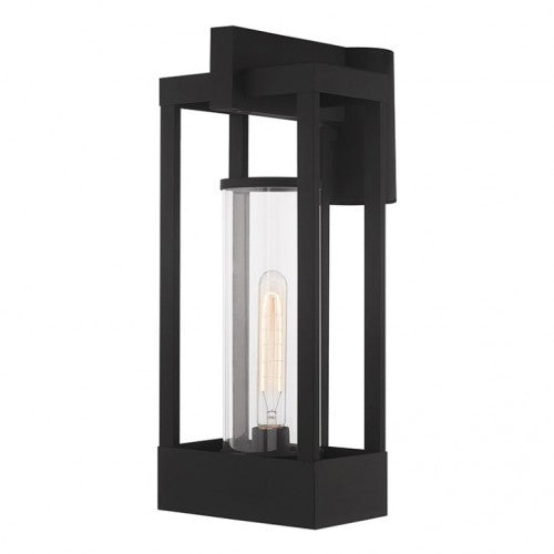 Delancey Medium Base Light Bulb Socket Medium Outdoor Post Top Lantern 10.125" x 8" x 18.875" Solid Brass and Cylinder Clear Glass, Black Finish 120V for Garden, Exterior Post - 20996-04