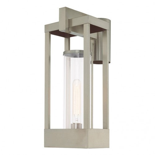 Delancey Medium Base Light Bulb Socket Medium Outdoor Post Top Lantern 10.125" x 8" x 18.875" Solid Brass and Cylinder Clear Glass, Brushed Nickel Finish 120V for Garden, Exterior Post - 20996-91