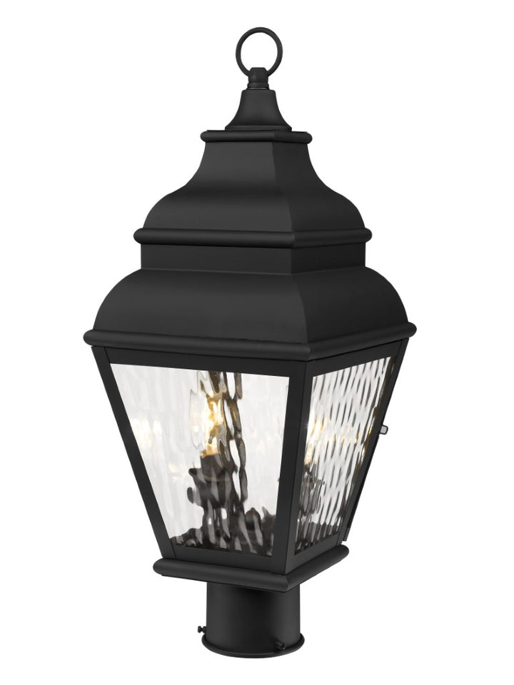 Exeter Candelabra Base 2 Light Bulb Sockets Medium Outdoor Post Top Lantern 8" x 8" x 20.5" Hand Crafted Solid Brass and Clear Water Glass, Black Finish 120V for Garden, Exterior Post - 2603-04