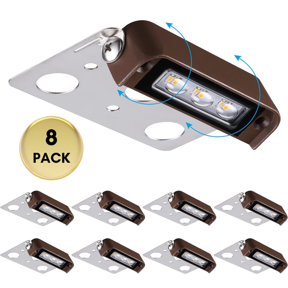 ELA02 8-Pack 4 Inch 2W 2700K/5000K LED Retaining Wall Lights, Hardscape 12V Low Voltage Landscape Lights Package