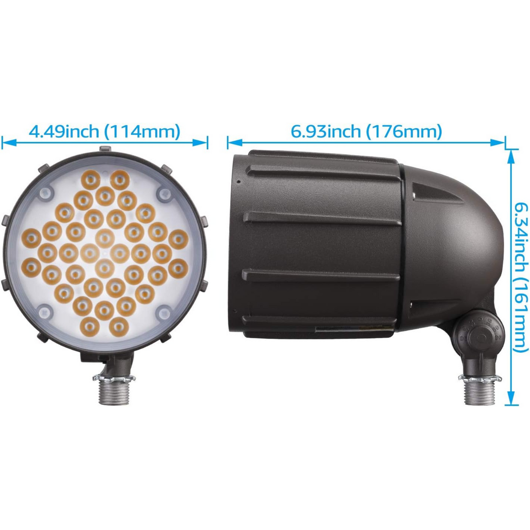 CDL30 120V Line Voltage Cast Aluminum Spotlight | 30W 3000K Warm White Flag Pole Light with Knuckle Mount