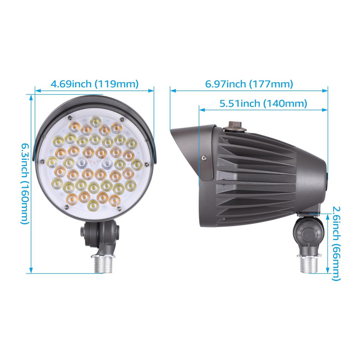 CDLCC40 120V Line Voltage Cast Aluminum Spotlight | 20W/30W/40W Adjustable Wattage 3CCT 3000K/4000K/5000K LED Bullet Flood Light, Photocell, 4880LM 100-277V Commercial Landscape Lights, ETL Listed IP65