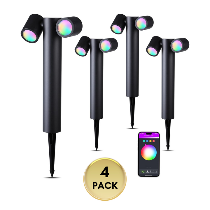 ALPR11 10W RGBCW Bluetooth Smart LED Landscape Pathway Light 2x or 4x Package, 12V-24V AC/DC 400LM