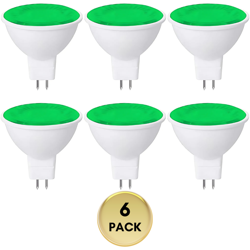 MR16 6-Pack 5W Colored LED Light Bulb, Energy Saving 12V Outdoor Holiday and Party Lighting Package