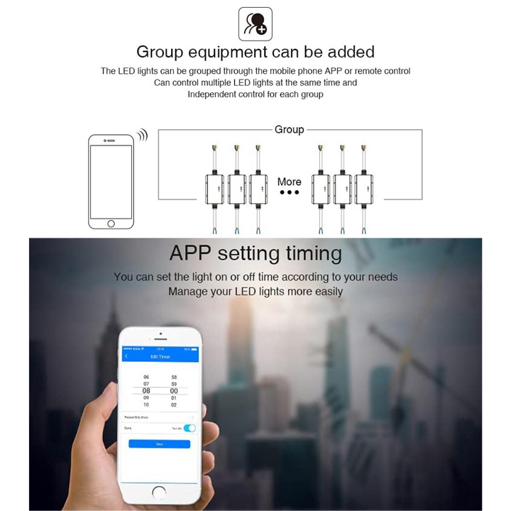 Miboxer WL5-WP LED Strip Light 5 in 1 Controller for 5050 3528 2835, IP67 Waterproof with Smartphone APP Control