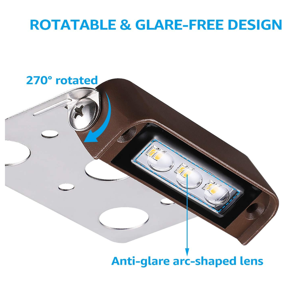 ELA02 8-Pack 4 Inch 2W 2700K/5000K LED Retaining Wall Lights, Hardscape 12V Low Voltage Landscape Lights Package