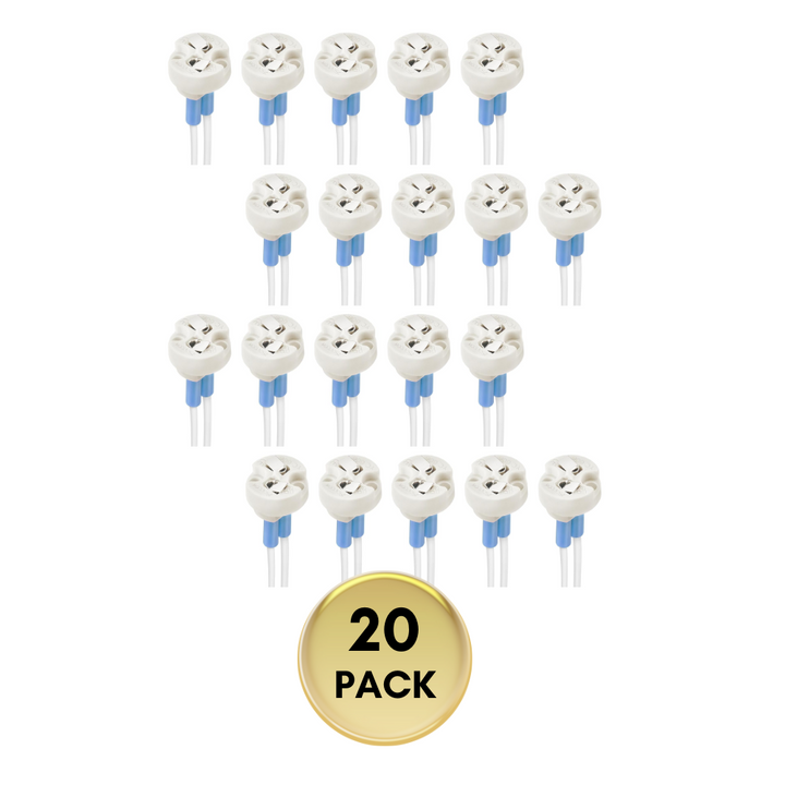 Ceramic Socket Adapter for G4, G6.35, MR11, MR16 Bulbs Package – 12V-250V Heat-Resistant Light Bulb Holder for Halogen and LED – Replacement Connector