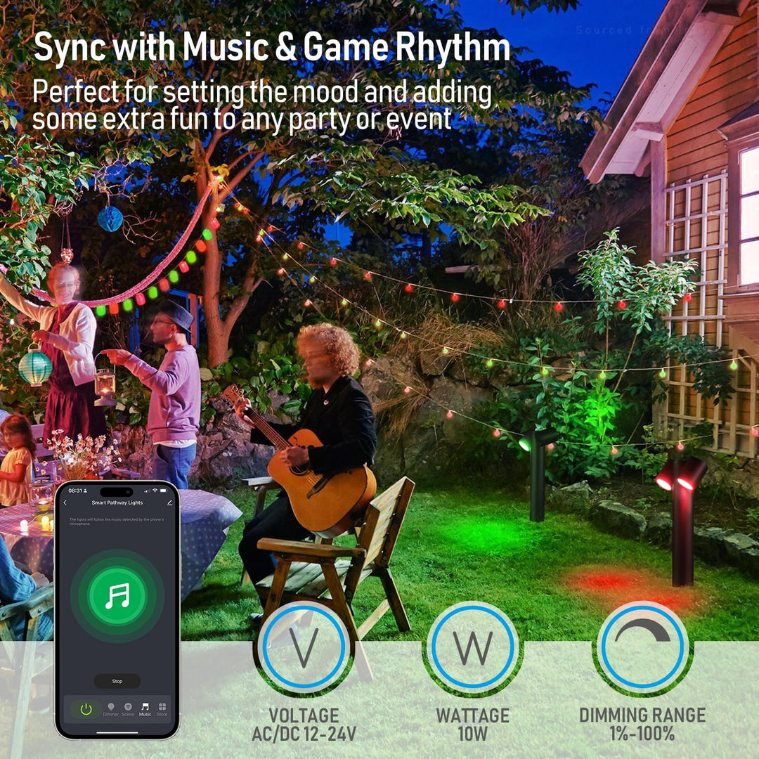 ALPR11 10W RGBCW Bluetooth Smart LED Landscape Pathway Light 2x or 4x Package, 12V-24V AC/DC 400LM