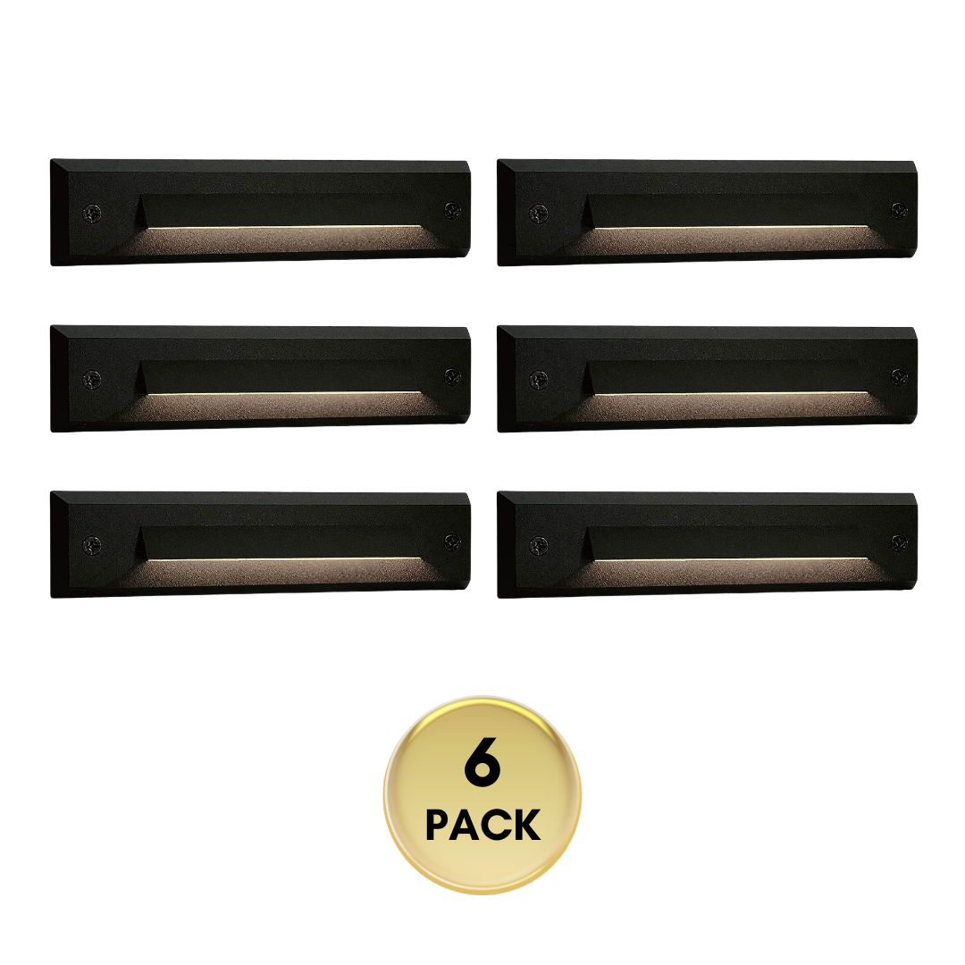 STLA06 2x/6x/12x Package 2W Slim Black Low Voltage 2700K/3000K Warm White Integrated LED Outdoor Step Lights Package, 12V LED Deck Lights Landscape Lights