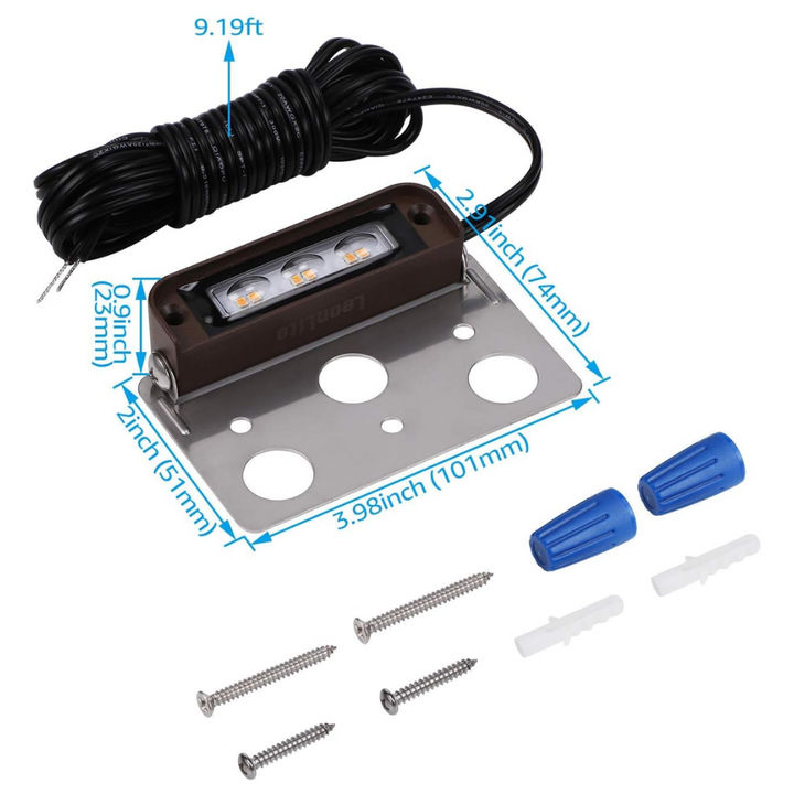 ELA02 8-Pack 4 Inch 2W 2700K/5000K LED Retaining Wall Lights, Hardscape 12V Low Voltage Landscape Lights Package