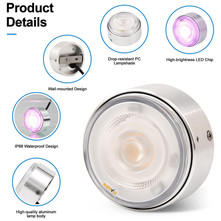 ULBA03 Aluminum Underwater Landscape 12-24V AC/DC 12W/24W Automatic Color-Changing RGB Integrated LED Fountain Light Pond Lighting IP68 for Wall Mounting