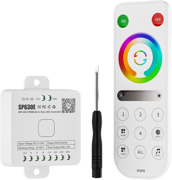 SP630E Smart Bluetooth RGB Addressable LED Controller Compatible with PWM and SPI LED Strips RGBW-IC