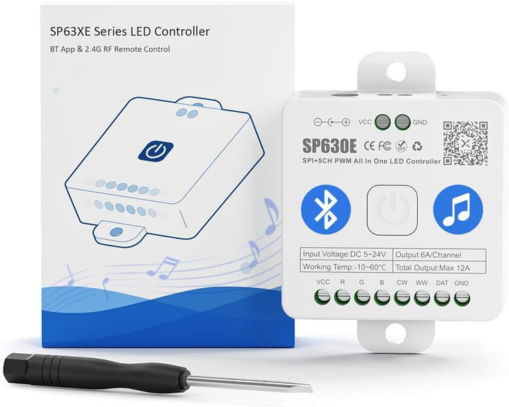 SP630E Smart Bluetooth RGB Addressable LED Controller Compatible with PWM and SPI LED Strips RGBW-IC