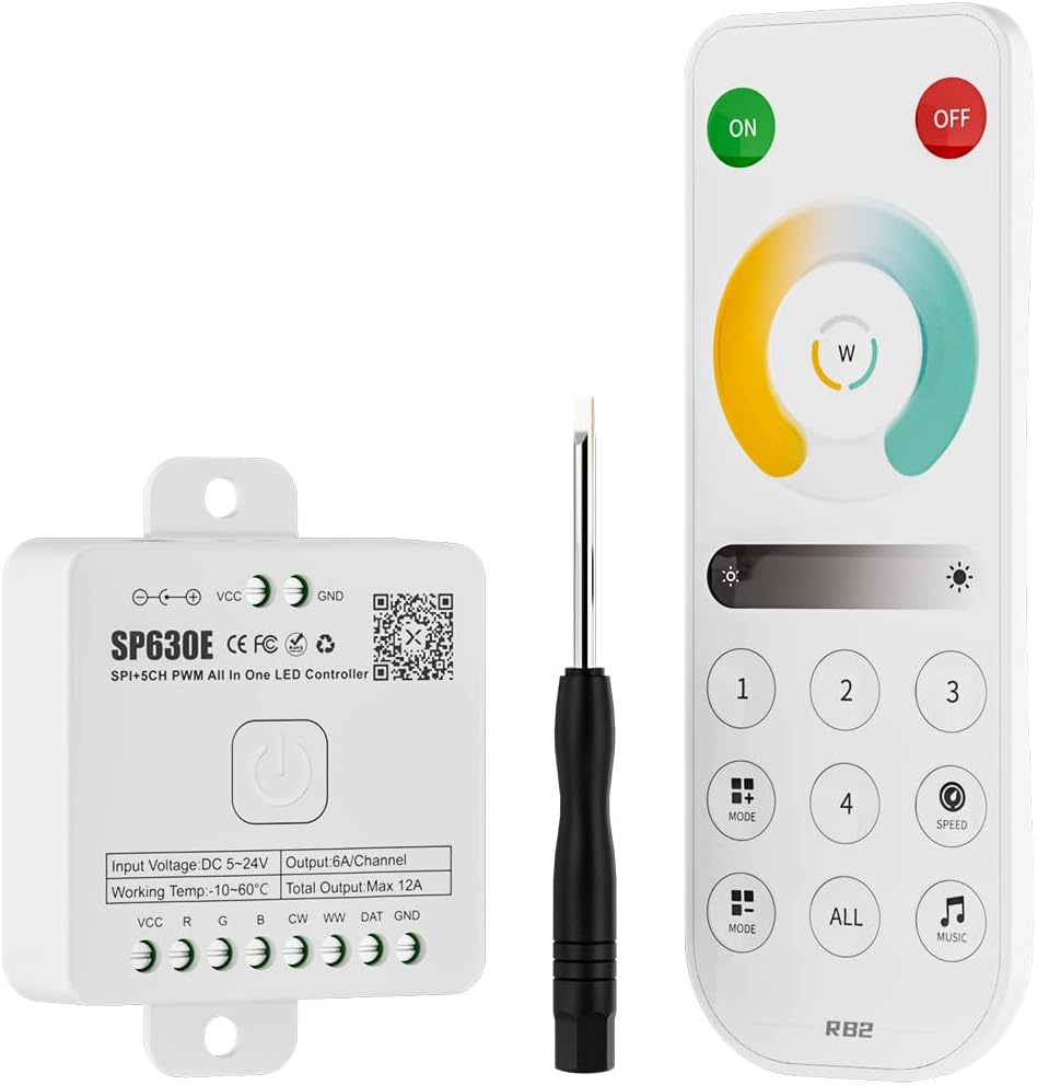 SP630E Smart Bluetooth RGB Addressable LED Controller Compatible with PWM and SPI LED Strips RGBW-IC