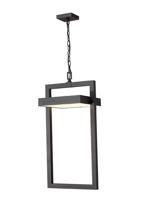 Luttrel 566CHXL Outdoor Chain Mount Ceiling Hanging Pendant Fixture 14.25" x 11.75" x 29.5" Aluminum Sand Blast Glass 27 Non-Dimmable 27W 4 LED-Integrated Line Voltage 120V for Porch, Patio, Garage, Garden, Exterior Lighting
