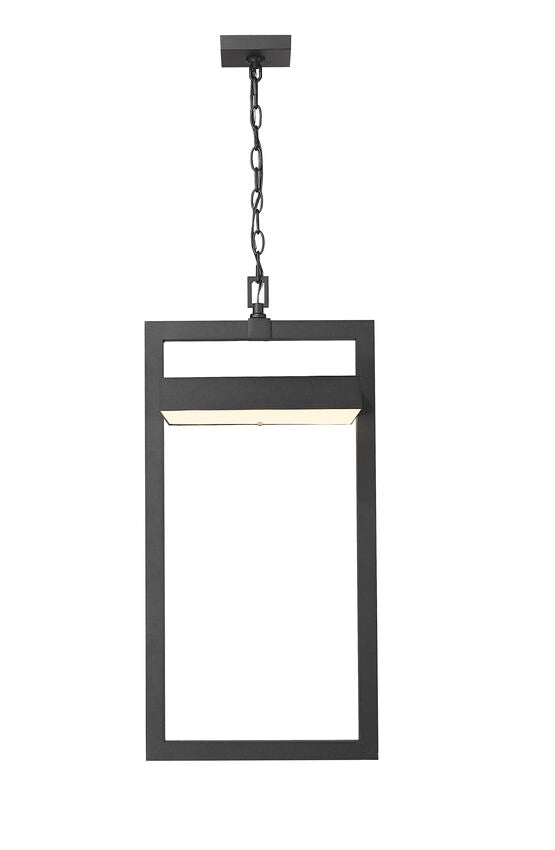 Luttrel 566CHXL Outdoor Chain Mount Ceiling Hanging Pendant Fixture 14.25" x 11.75" x 29.5" Aluminum Sand Blast Glass 27 Non-Dimmable 27W 4 LED-Integrated Line Voltage 120V for Porch, Patio, Garage, Garden, Exterior Lighting