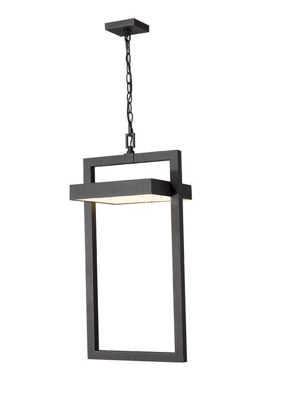 Luttrel 566CHXL Outdoor Chain Mount Ceiling Hanging Pendant Fixture 14.25" x 11.75" x 29.5" Aluminum Sand Blast Glass 27 Non-Dimmable 27W 4 LED-Integrated Line Voltage 120V for Porch, Patio, Garage, Garden, Exterior Lighting