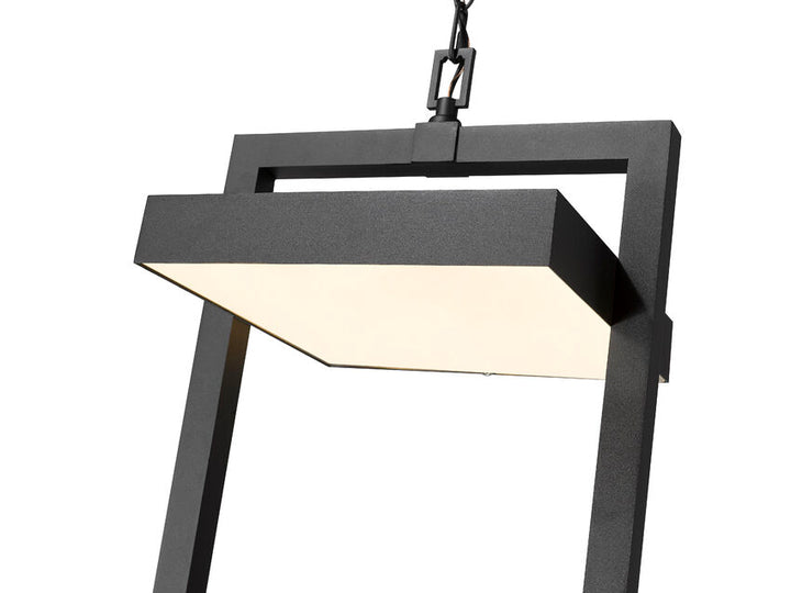 Luttrel 566CHXL Outdoor Chain Mount Ceiling Hanging Pendant Fixture 14.25" x 11.75" x 29.5" Aluminum Sand Blast Glass 27 Non-Dimmable 27W 4 LED-Integrated Line Voltage 120V for Porch, Patio, Garage, Garden, Exterior Lighting