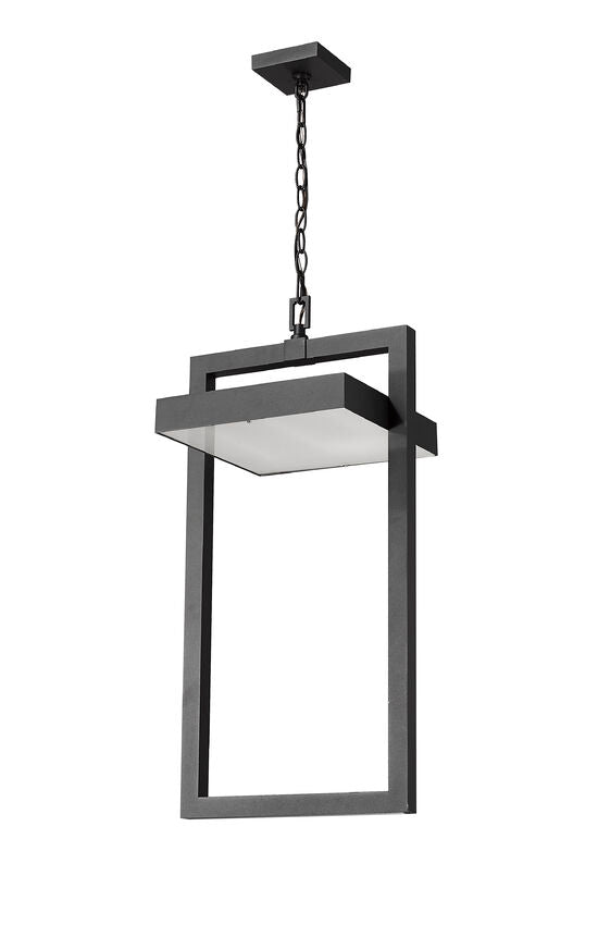 Luttrel 566CHXL Outdoor Chain Mount Ceiling Hanging Pendant Fixture 14.25" x 11.75" x 29.5" Aluminum Sand Blast Glass 27 Non-Dimmable 27W 4 LED-Integrated Line Voltage 120V for Porch, Patio, Garage, Garden, Exterior Lighting