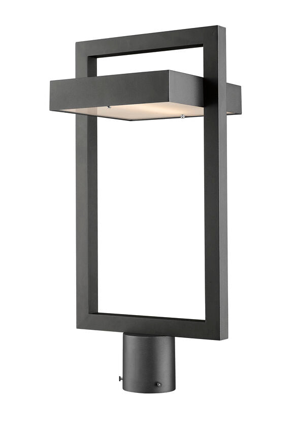 Luttrel 566PHBR Outdoor Post Mounted Fixture Post Head Lights 10.5" x 10.5" x 21.62" Black Aluminum Frosted Glass Non-Dimmable 12W LED-Integrated Line Voltage 120V for Garden, Exterior Lighting