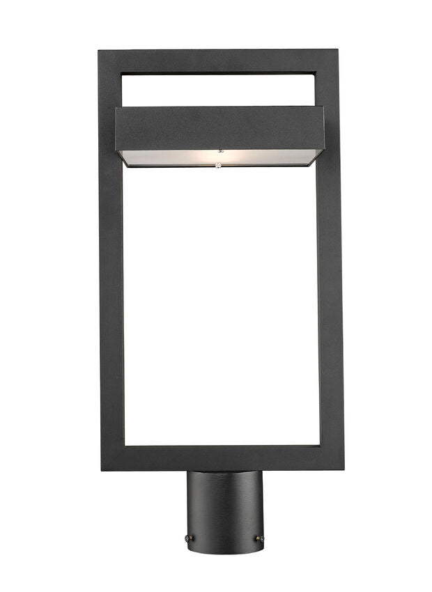 Luttrel 566PHBR Outdoor Post Mounted Fixture Post Head Lights 10.5" x 10.5" x 21.62" Black Aluminum Frosted Glass Non-Dimmable 12W LED-Integrated Line Voltage 120V for Garden, Exterior Lighting