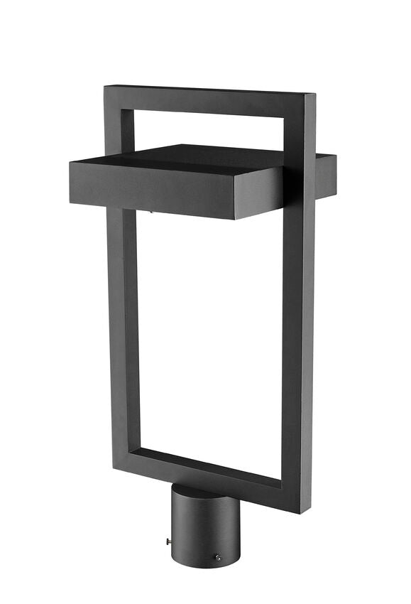 Luttrel 566PHBR Outdoor Post Mounted Fixture Post Head Lights 10.5" x 10.5" x 21.62" Black Aluminum Frosted Glass Non-Dimmable 12W LED-Integrated Line Voltage 120V for Garden, Exterior Lighting