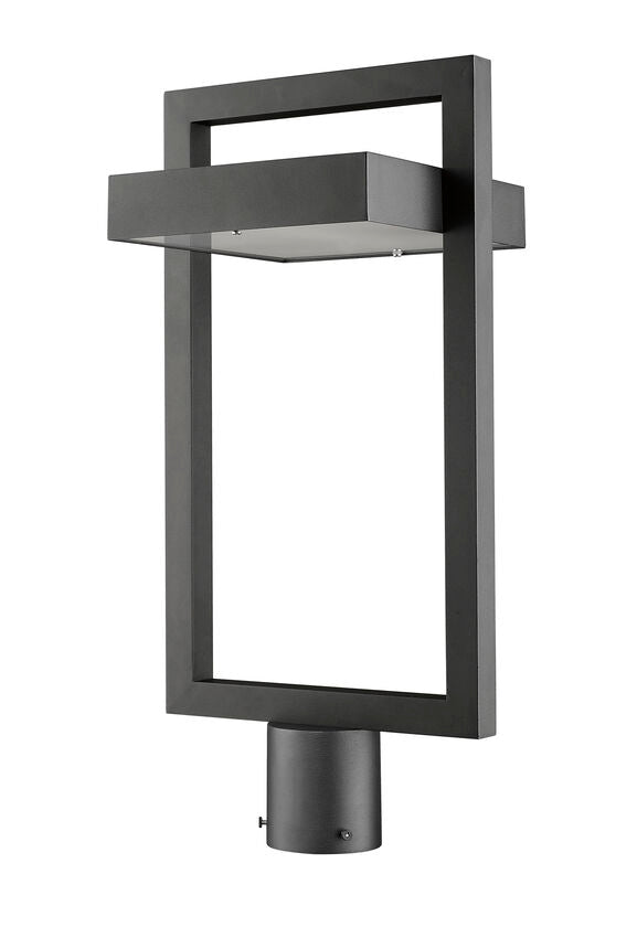 Luttrel 566PHBR Outdoor Post Mounted Fixture Post Head Lights 10.5" x 10.5" x 21.62" Black Aluminum Frosted Glass Non-Dimmable 12W LED-Integrated Line Voltage 120V for Garden, Exterior Lighting