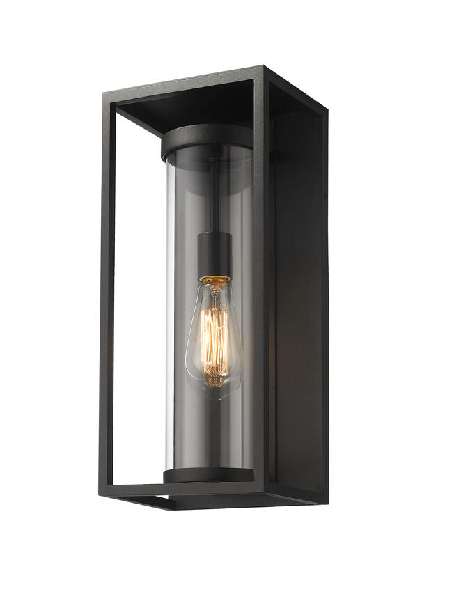 Dunbroch 584M Outdoor Wall Sconce 6.25" x 8" x 18.25" Black Aluminum Clear Glass Line Voltage 120V for Porch, Patio, Garage, Garden, Exterior Lighting
