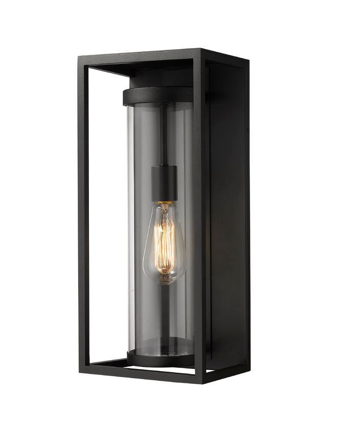 Dunbroch 584M Outdoor Wall Sconce 6.25" x 8" x 18.25" Black Aluminum Clear Glass Line Voltage 120V for Porch, Patio, Garage, Garden, Exterior Lighting