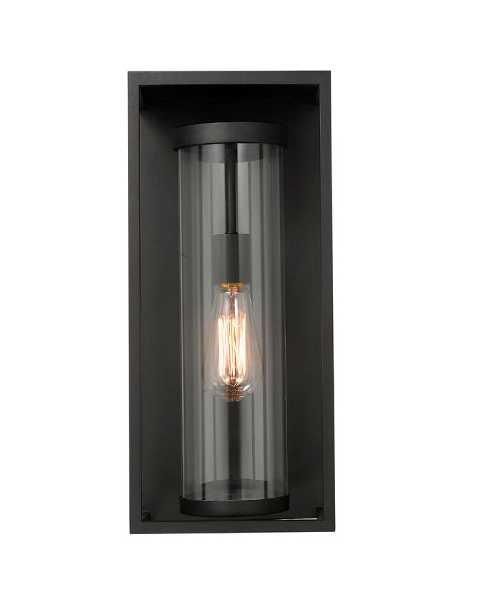 Dunbroch 584M Outdoor Wall Sconce 6.25" x 8" x 18.25" Black Aluminum Clear Glass Line Voltage 120V for Porch, Patio, Garage, Garden, Exterior Lighting