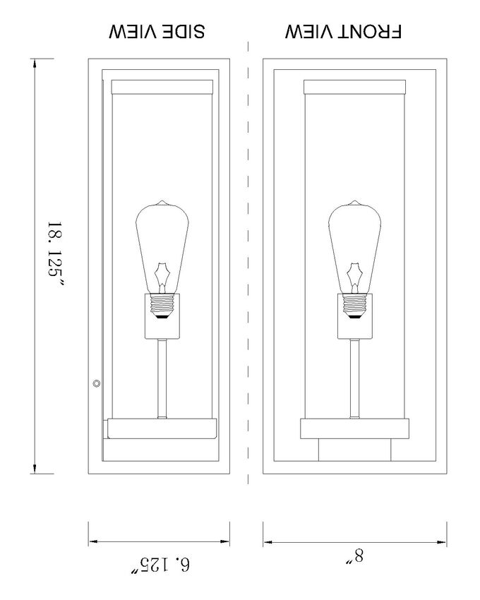 Dunbroch 584M Outdoor Wall Sconce 6.25" x 8" x 18.25" Black Aluminum Clear Glass Line Voltage 120V for Porch, Patio, Garage, Garden, Exterior Lighting