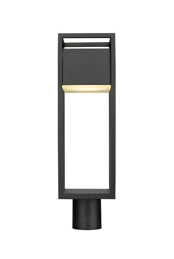 Barwick 585PHMR Outdoor Post Mounted Fixture Post Head Lights 6.25" x 6.25" x 21.25" Black Aluminum Etched Glass Dimmable 14W LED-Integrated Line Voltage 120V for Garden, Exterior Lighting