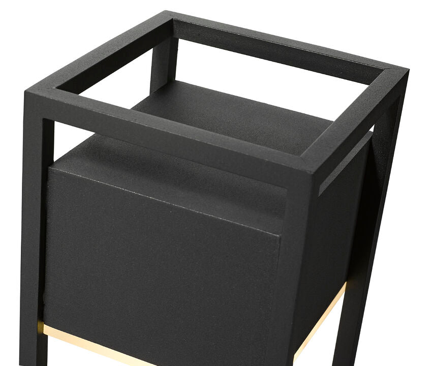 Barwick 585PHMR Outdoor Post Mounted Fixture Post Head Lights 6.25" x 6.25" x 21.25" Black Aluminum Etched Glass Dimmable 14W LED-Integrated Line Voltage 120V for Garden, Exterior Lighting