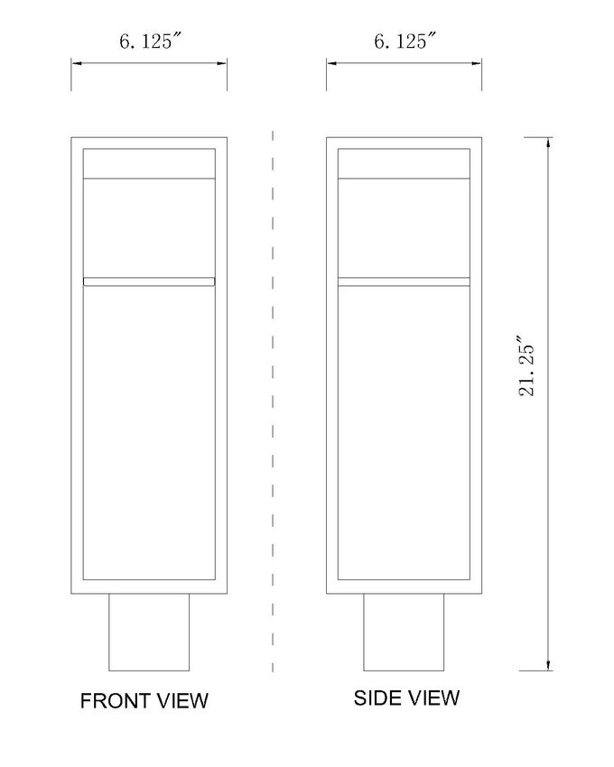 Barwick 585PHMR Outdoor Post Mounted Fixture Post Head Lights 6.25" x 6.25" x 21.25" Black Aluminum Etched Glass Dimmable 14W LED-Integrated Line Voltage 120V for Garden, Exterior Lighting