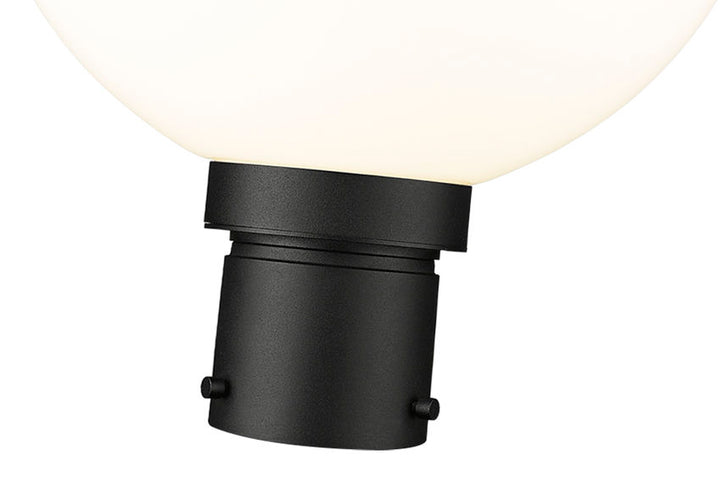 Laurent 597PHB Outdoor Post Mounted Fixture Post Head Lights 12" x 12" x 15.75" Black Aluminum White Opal Glass Line Voltage Medium 120V 1 E26 Base Socket for Garden, Exterior Lighting