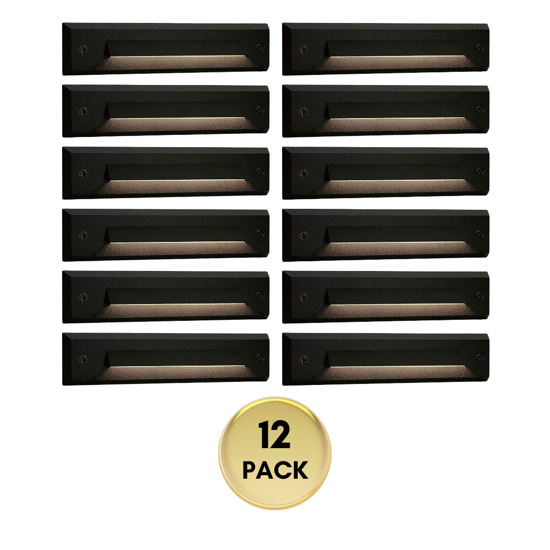 STLA06 2x/6x/12x Package 2W Slim Black Low Voltage 2700K/3000K Warm White Integrated LED Outdoor Step Lights Package, 12V LED Deck Lights Landscape Lights