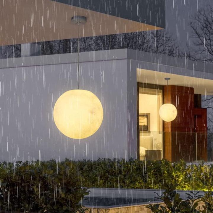 GL Series Moon Light Fixture 12V Low Voltage Outdoor IP65 Waterproof Hanging or Ground Lighting Nordic Globe Resin Lampshade Modern for Porch Garden Patio